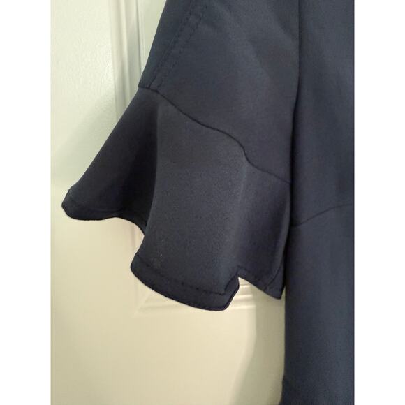 Banana Republic Navy Flutter Sleeve Dress Size 6 Pockets V-Neck Fit & Flare - Picture 3 of 7